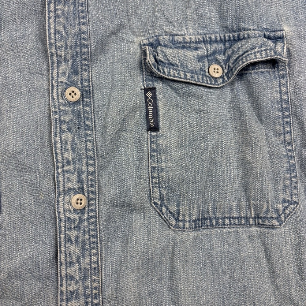 Columbia Denim Button Up Shirt Mens Large 100% Cotton Blue Workwear - Picture 3 of 6